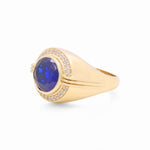10k Yellow Gold Round Blue Fashion Ring - Miral Jewelry
