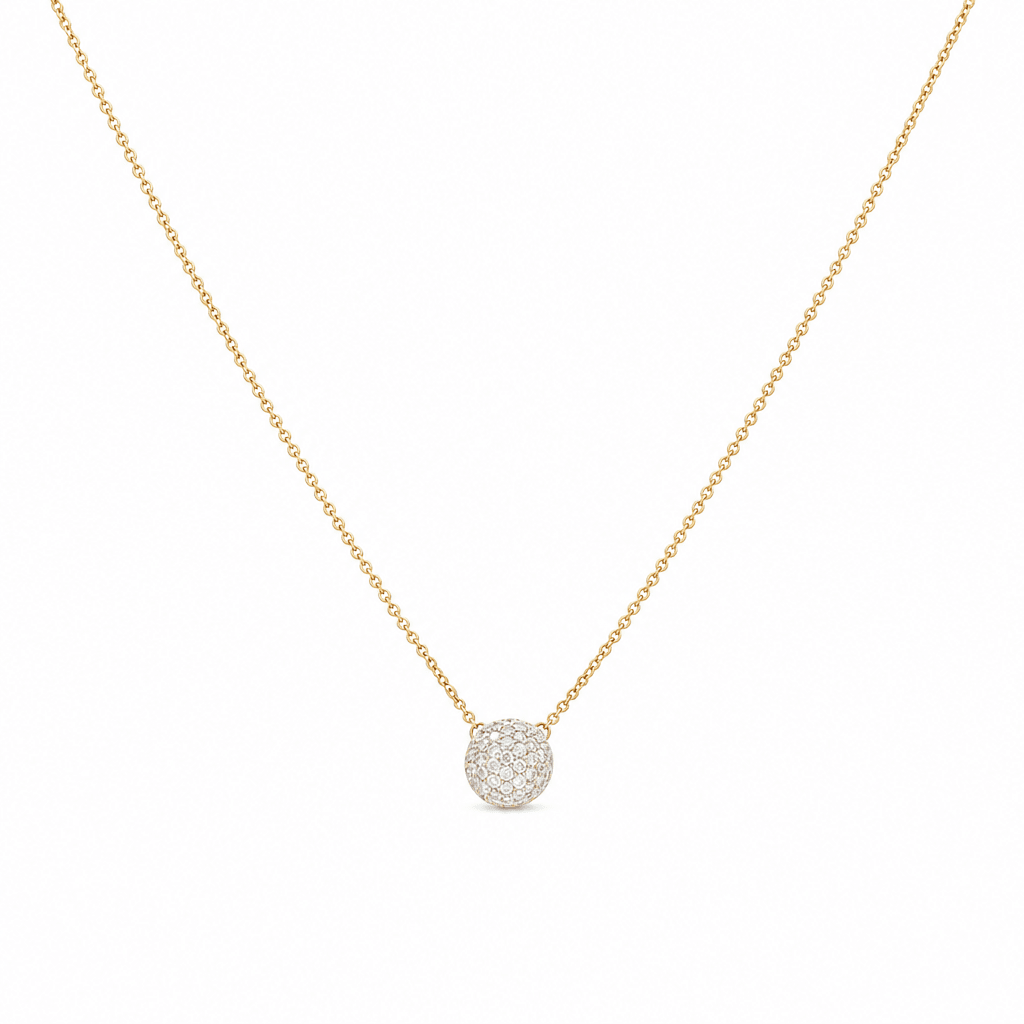 10k Yellow Gold Round Diamond Necklace 18" with 0.33Tw Round Diamonds - Miral Jewelry