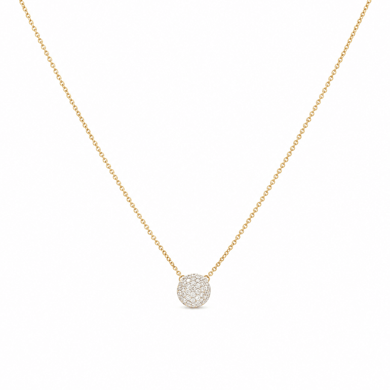 10k Yellow Gold Round Diamond Necklace 18" with 0.33Tw Round Diamonds - Miral Jewelry