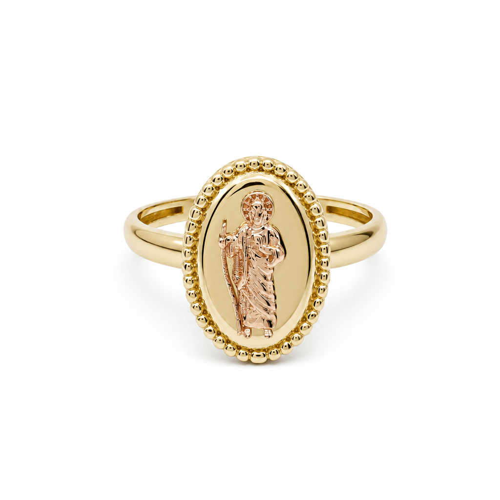 10K Yellow Gold Saint Judas Fashion Women's Ring - Miral Jewelry