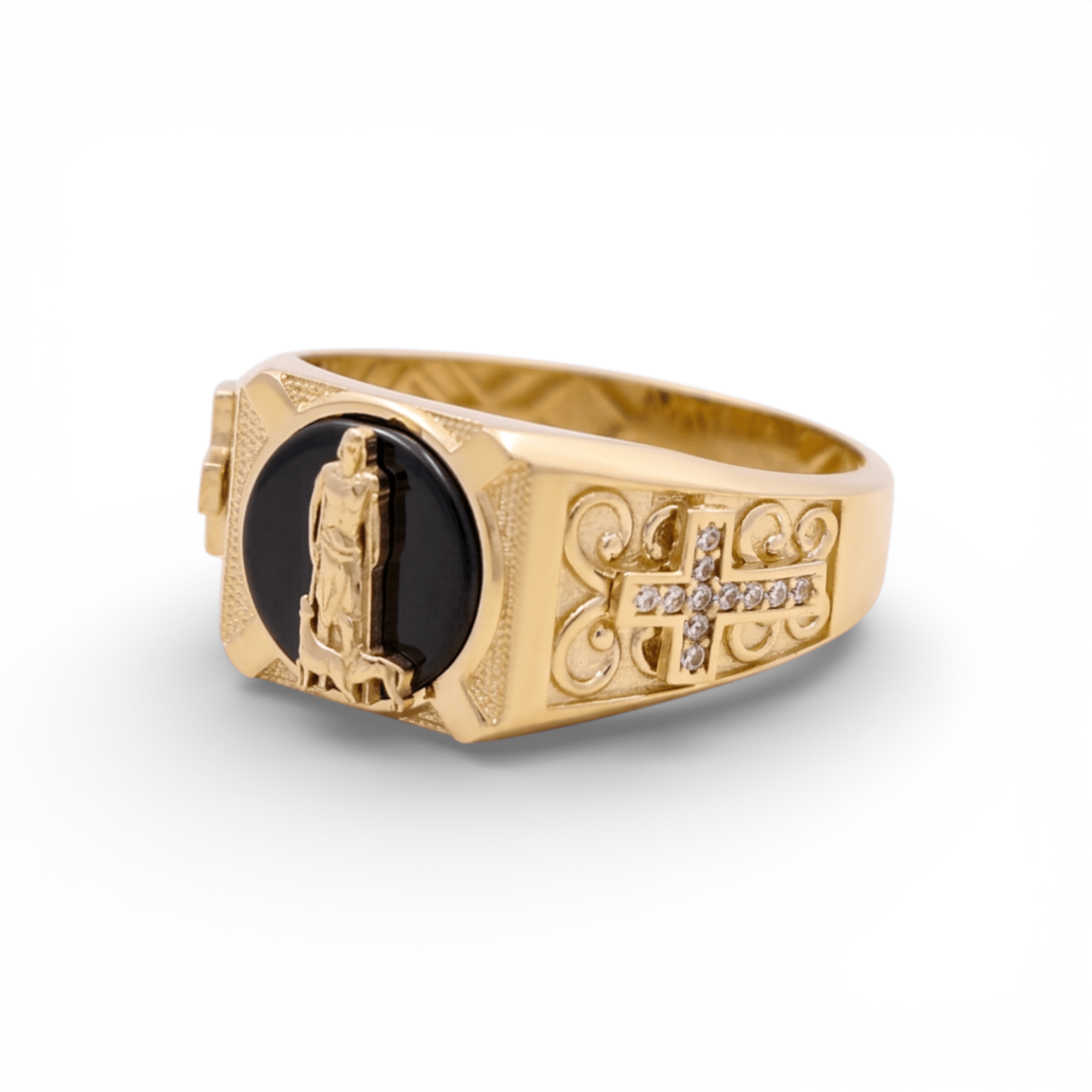 10k Yellow Gold San Lazaro Fashion Men's Ring - Miral Jewelry