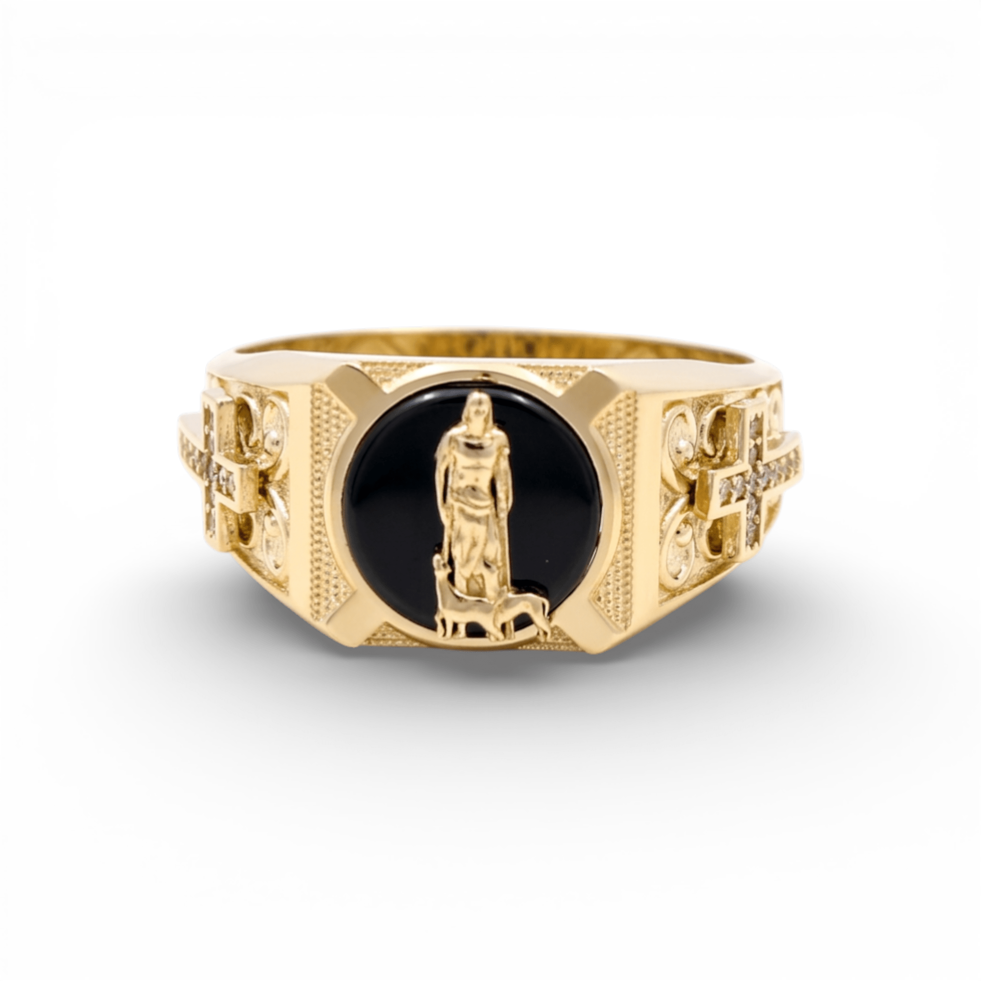 10k Yellow Gold San Lazaro Fashion Men's Ring - Miral Jewelry