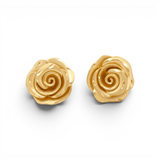 10K Yellow Gold Satin Flower Earrings - Miral Jewelry