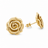 10K Yellow Gold Satin Rose Earrings - Miral Jewelry