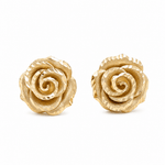 10K Yellow Gold Satin Rose Earrings - Miral Jewelry