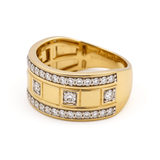 10K Yellow Gold Satin Wedding Band with 1.00Tw Round Diamonds - Miral Jewelry