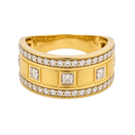 10K Yellow Gold Satin Wedding Band with 1.00Tw Round Diamonds - Miral Jewelry
