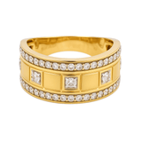 10K Yellow Gold Satin Wedding Band with 1.00Tw Round Diamonds - Miral Jewelry