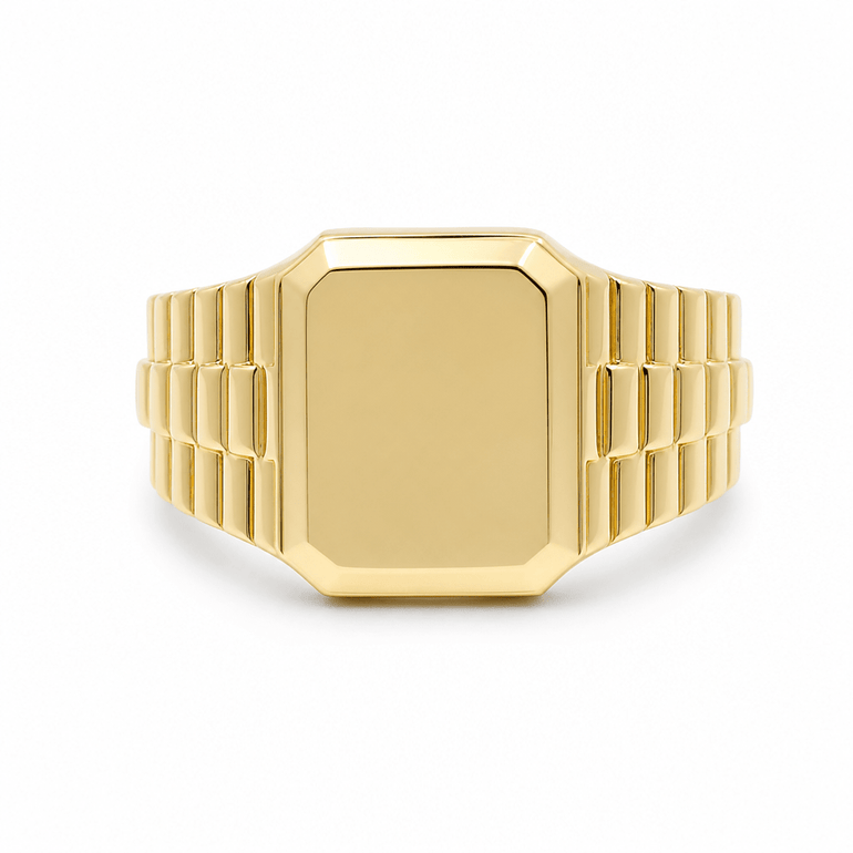 10k Yellow Gold Signet Fashion Ring Men's - Miral Jewelry