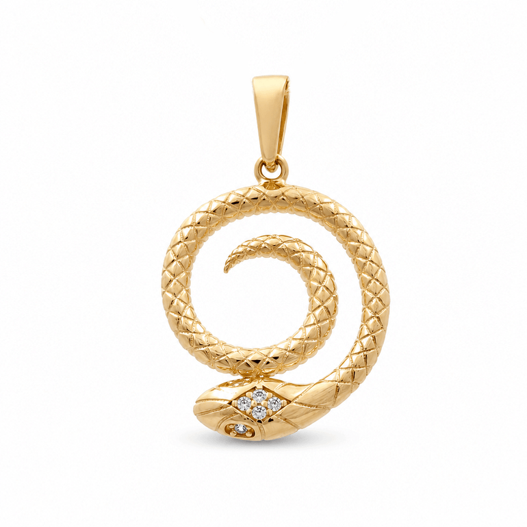 10K Yellow Gold Snake Pendant - Miral Jewelry