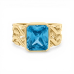 10k Yellow Gold Square Blue Fashion Men's Ring - Miral Jewelry