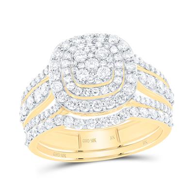 10K Yellow Gold Square Diamond Bridal with 1.25Tw Round Diamonds - Miral Jewelry