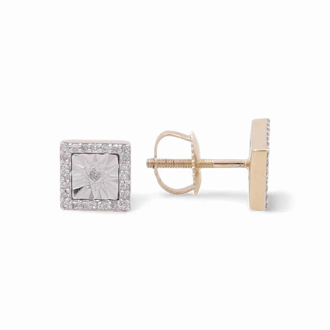 10K Yellow Gold Square Fashion Diamond Women's Earrings - Miral Jewelry