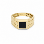 10k Yellow Gold Square Onyx Fashion Ring Men's - Miral Jewelry