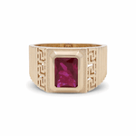 10k Yellow Gold Square Red Fashion Ring - Miral Jewelry