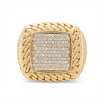 10k Yellow Gold Square with Cz Fashion Men's Ring - Miral Jewelry