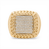 10k Yellow Gold Square with Cz Fashion Men's Ring - Miral Jewelry