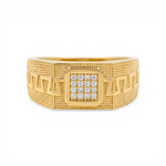10k Yellow Gold Square with Cz Fashion Men's Ring - Miral Jewelry