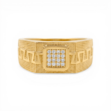 10k Yellow Gold Square with Cz Fashion Men's Ring - Miral Jewelry