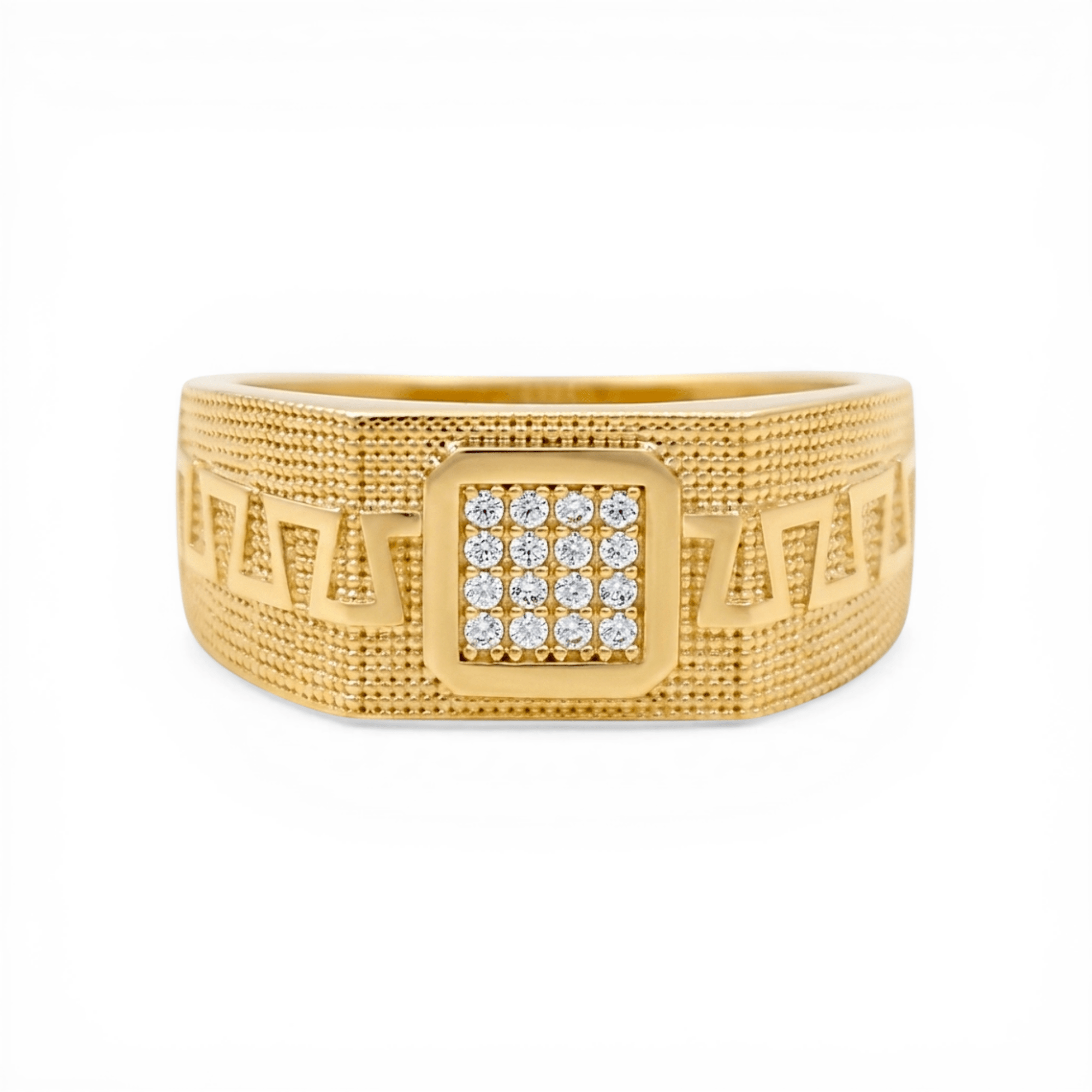 10k Yellow Gold Square with Cz Fashion Men's Ring - Miral Jewelry