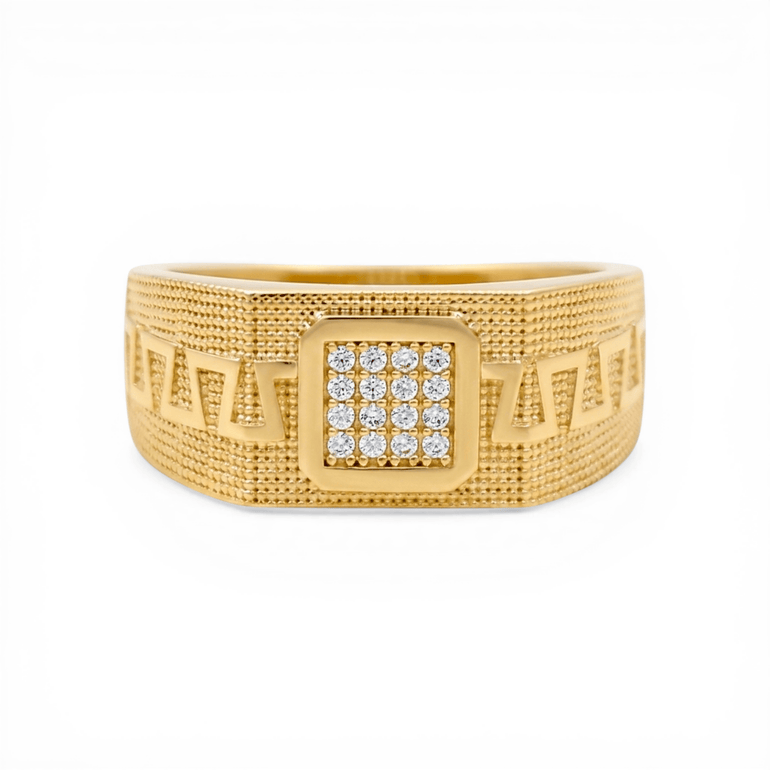 10k Yellow Gold Square with Cz Fashion Men's Ring - Miral Jewelry