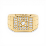 10k Yellow Gold Square with Cz Fashion Men's Ring - Miral Jewelry