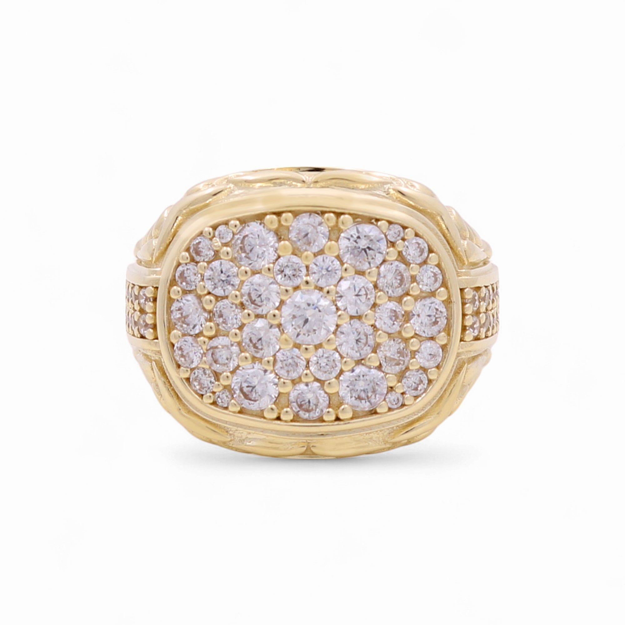 10k Yellow Gold Square with Cz Fashion Ring - Miral Jewelry