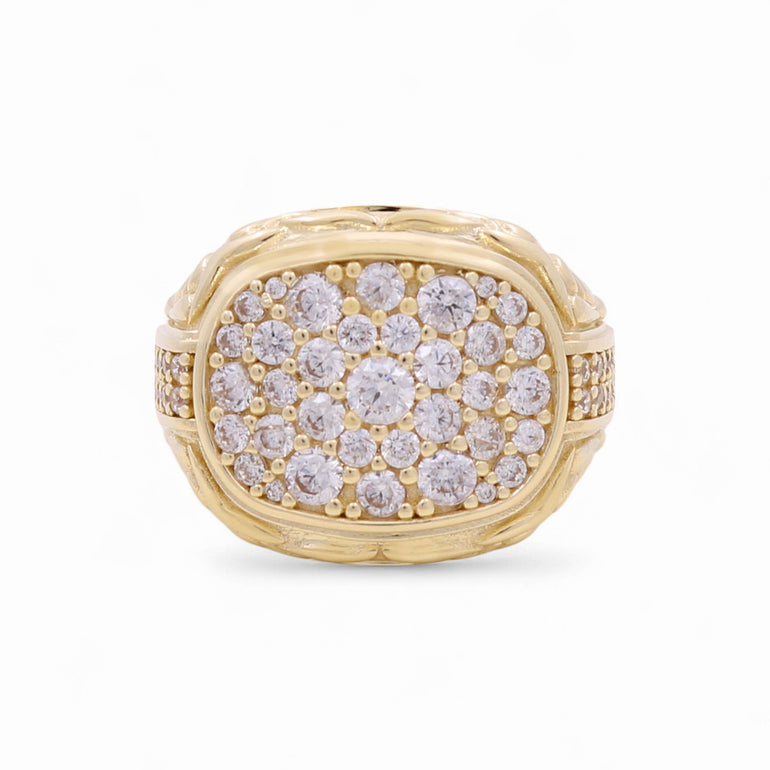 10k Yellow Gold Square with Cz Fashion Ring - Miral Jewelry