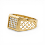 10k Yellow Gold Square wth Cz Fashion Men's Ring - Miral Jewelry