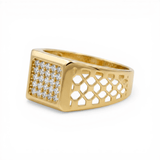 10k Yellow Gold Square wth Cz Fashion Men's Ring - Miral Jewelry