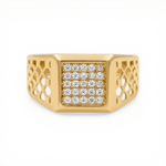 10k Yellow Gold Square wth Cz Fashion Men's Ring - Miral Jewelry