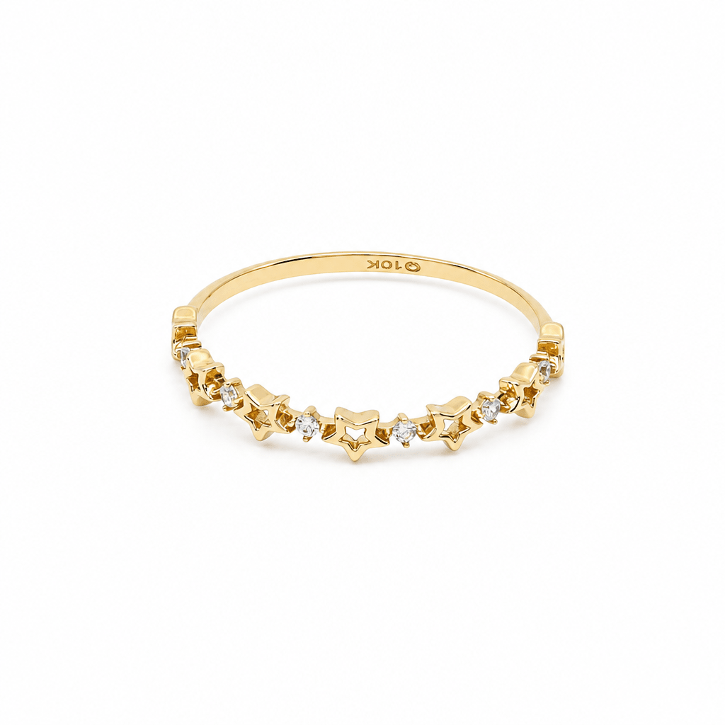 10K Yellow Gold Star Fashion Women's Ring - Miral Jewelry