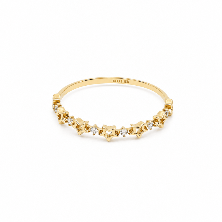 10K Yellow Gold Star Fashion Women's Ring - Miral Jewelry
