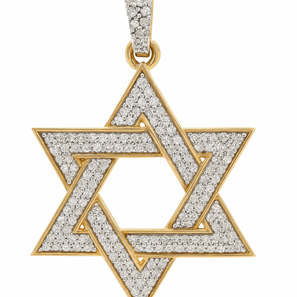 10K Yellow Gold Star of David Diamond Pendant 0.50 ct tw