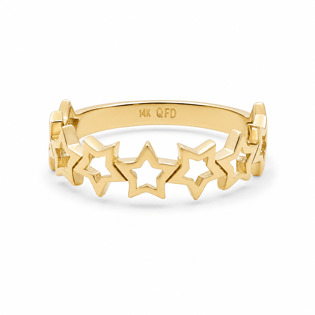 10K Yellow Gold Stars Fashion Women's Ring - Miral Jewelry