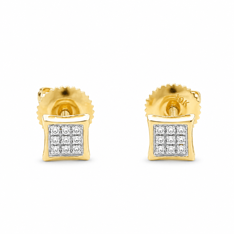 10K Yellow Gold Stud Diamond Earrings with 0.05Tw Round Diamonds - Miral Jewelry