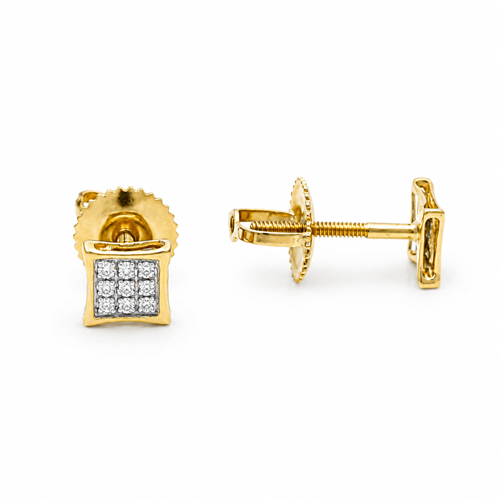 10K Yellow Gold Stud Diamond Earrings with 0.05Tw Round Diamonds - Miral Jewelry