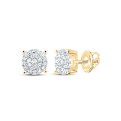 10K Yellow Gold Stud Diamond Earrings with 0.75Tw Round Diamonds - Miral Jewelry