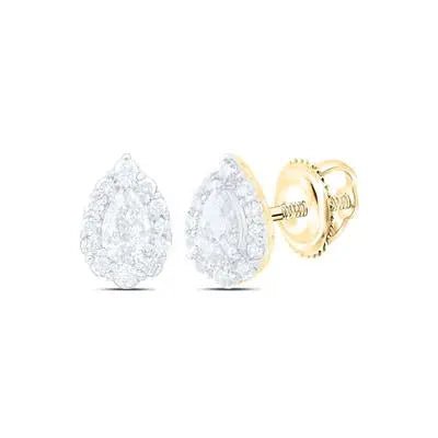 10K Yellow Gold Stud Earrings with 0.50Tw Pear and Round Diamonds - Miral Jewelry