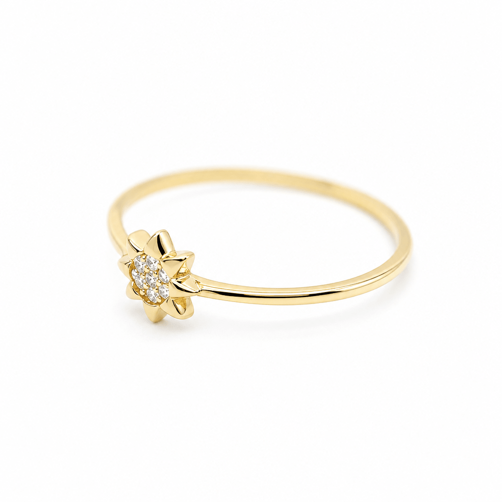 10K Yellow Gold Sun With CZ Fashion Women's Ring - Miral Jewelry