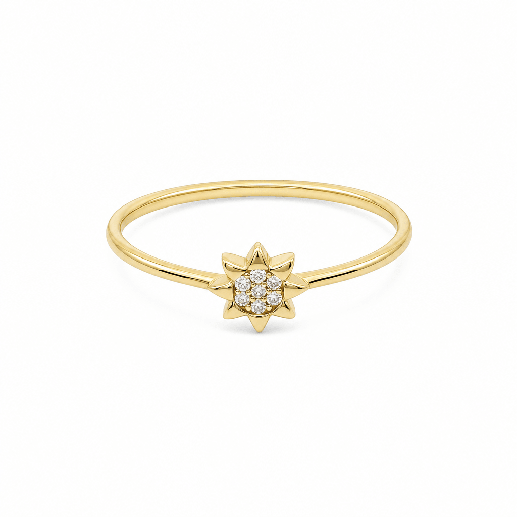 10K Yellow Gold Sun With CZ Fashion Women's Ring - Miral Jewelry