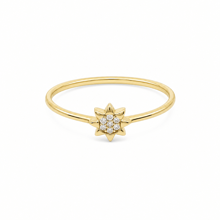 10K Yellow Gold Sun With CZ Fashion Women's Ring - Miral Jewelry