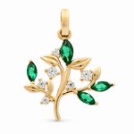 10K Yellow Gold Tree with Cz Pendant - Miral Jewelry