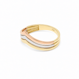 10K Yellow Gold Tri Color Fashion Women's Ring - Miral Jewelry