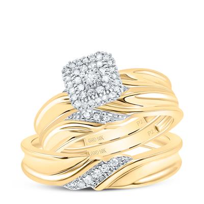 10k Yellow Gold Trio 3 Pieces Set with 0.20Tw Round Diamonds - Miral Jewelry