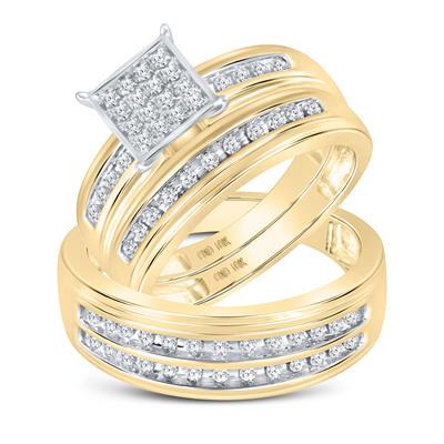 10k Yellow Gold Trio 3 Pieces Set with 0.50tw Round Diamonds - Miral Jewelry