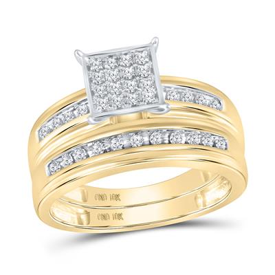 10k Yellow Gold Trio 3 Pieces Set with 0.50tw Round Diamonds - Miral Jewelry