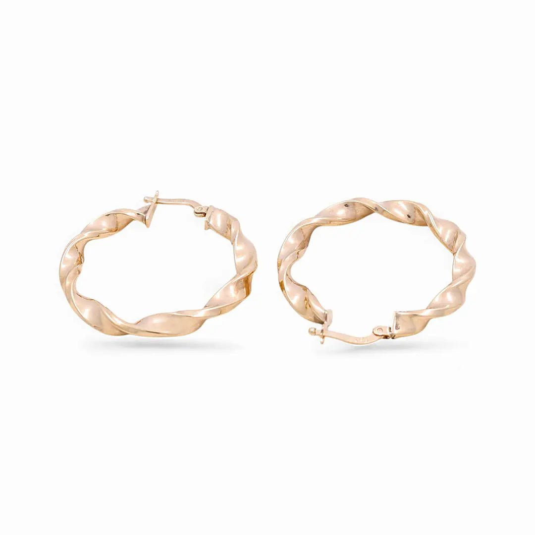 10K Yellow Gold Twisted Hoop Earrings Style 12367 – view 2