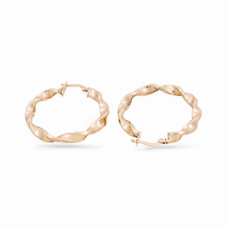 10K Yellow Gold Twisted Hoop Earrings - Miral Jewelry