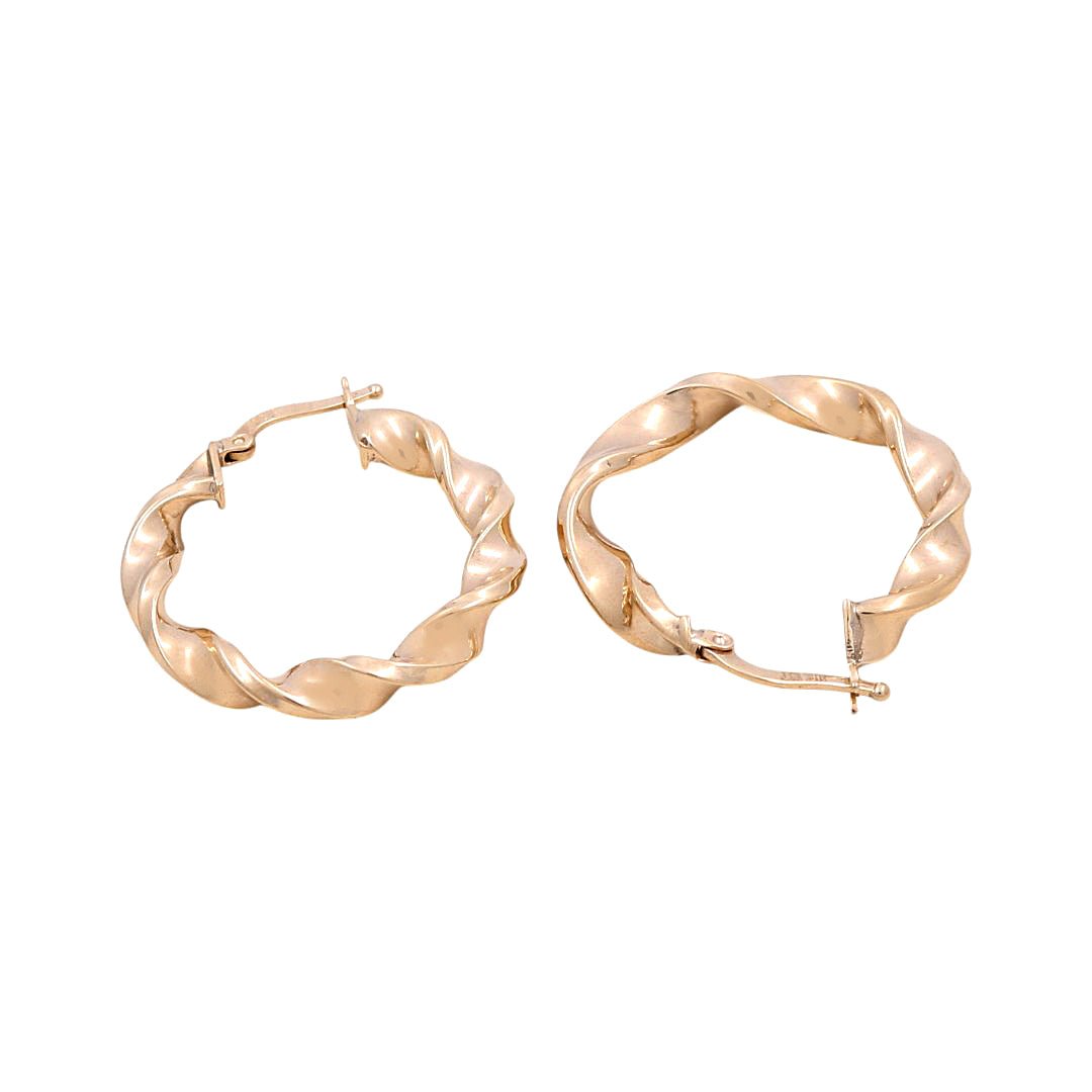 10K Yellow Gold Twisted Hoop Earrings - Miral Jewelry